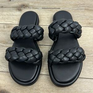 Seychelles Black braided puff slide sandal women’s size 7.5